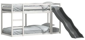 fehér tömör fenyő emeletes ágy csúszdával és létrával 80x200 cm