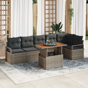Kert étkező szett 7 pcs Szürke és Barna 100 x 55 x 73 cm
