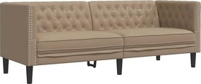 vidaXL 3 személyes kávészínű műbőr Chesterfield kanapé