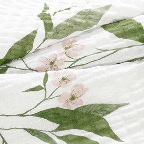 Goldea krepp ágyneműhuzat duo - jázmin virágmintás - púderrózsaszín hátoldal 140 x 200 és 70 x 90 cm