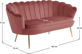 Luxus heverő, 2,5-es ülés, rózsaszín/arany, Art-deco, NOBLIN