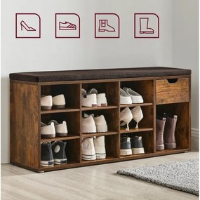 VOREN cipőtároló barna/fekete