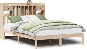 vidaXL tömör fenyőfa könyvespolcos ágy matrac nélkül 140 x 190 cm