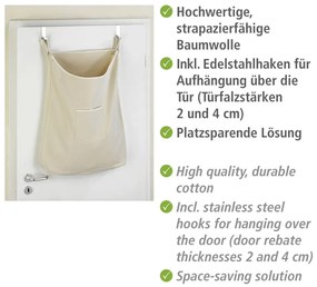 Laundry bézs felakasztható szennyestartó kosár, 65 l - Wenko