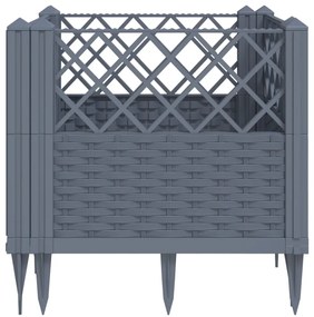 szürke PP kerti virágláda cövekekkel 43,5 x 43,5 x 43,5 cm