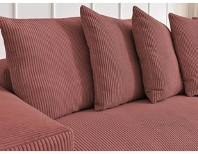 Rózsaszín kordbársony kinyitható-tárolóhelyes sarokkanapé Voltaire – Bobochic Paris