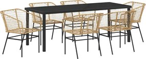 vidaXL Kert étkező szett 7 pcs Barna polirattan