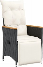 vidaXL fekete polyrattan dönthető kerti szék párnával