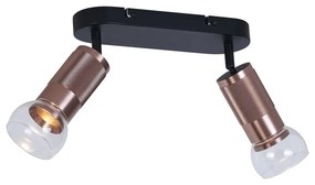 Lekerekített mennyezeti spotlámpa sötét bronz 2-lámpás állítható - Veerle