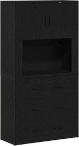 vidaXL Magasfiú fiókkal Fekete tölgy 80 x 33 x 150 cm Faanyag