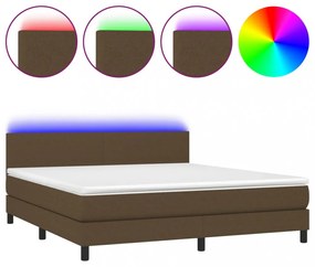 barna szövet rugós és LED-es ágy matraccal 180 x 200 cm
