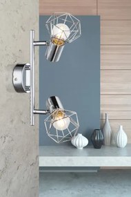 Globo 54802-2 Fali spotlámpa,fényes króm, HxSzxM:255x93x150mm, 2xE14 40W 230V izzók nélkül
