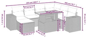 8 részes szürke polyrattan kerti ülőgarnitúra párnákkal