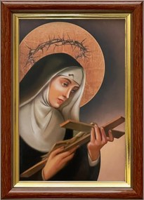 Vászonkép 18x13 Szent Rita Cascia Barna Arany Fa Keret