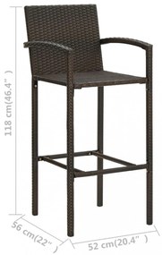 2 db barna polyrattan bárszék