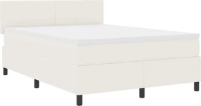vidaXL Boxrugós ágy Krém és fehér 140 x 200 cm Bársonyos szövet