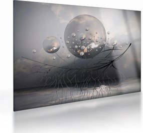 Absztrakt gömbök képe (üvegen) (70x50 cm)