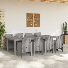 9 Részes Kert Étkező Szett párnákkal Fehér Poly Rattan