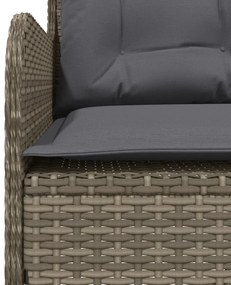 szürke polyrattan L-alakú kerti kanapé párnákkal
