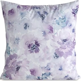 Dekoratív párnahuzat Mink 45x45 Eurofirany fehér, lila nyári virágokkal