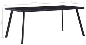 Fekete edzett üveg étkezőasztal 160 x 80 x 75 cm