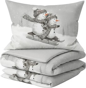 3D ágyneműhuzat Renforcé pamutból FROSTY szürke, 100% pamut Ágyneműhuzat mérete: 80 x 80 cm | 135 x 200 cm