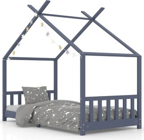 vidaXL szürke tömör fenyőfa gyerekágy-keret 90 x 200 cm