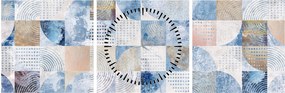 Kép - Geometrikus formák a falon (órával) (90x30 cm)