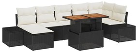 vidaXL Kerti Kanapé Szett párnával 8 pcs Fekete és Krém