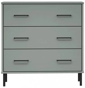 OSLO szürke tömör fa tálalószekrény 3 fiókkal 77 x 40 x 79,5 cm