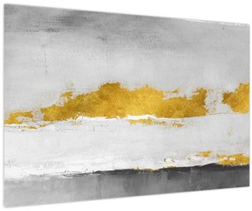 Kép - Arany és szürke vonások (90x60 cm)