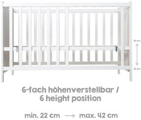 Fehér ágy mellé helyezhető babaágy 60x120 cm Hamburg – Roba