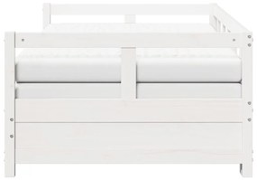 fehér tömör fenyőfa kihúzható kanapéágy matracokkal 90 x 200 cm