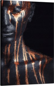 Vászonkép Fekete Nő Barna Csíkos Művészet 50x80 cm