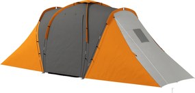 Outsunny alagútsátor 4–6 fő — 2 háló + központi lakótér, 2000 mm vízoszlop, szürke/narancs | Aosom