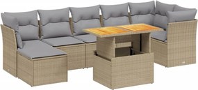 vidaXL 8 részes bézs polyrattan kerti ülőgarnitúra párnával