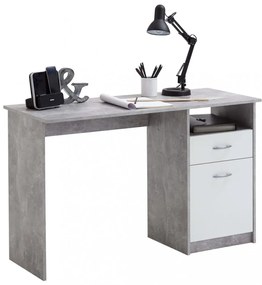 Fmd betonszürke és fehér egyfiókos íróasztal 123 x 50 x 76,5 cm