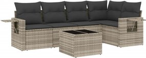vidaXL 6 részes világosszürke polyrattan kerti ülőgarnitúra párnákkal