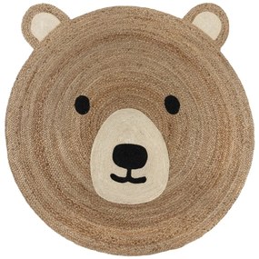 Natúr színű juta gyerek szőnyeg 100x100 cm Bertie Bear – Flair Rugs