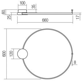 Redo 01-3103 - LED Fali lámpa ATOM LED/20W/230V átm. 60 cm