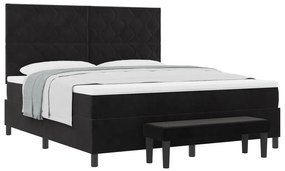 Boxspring Ágy Matrac és Pad Fekete 180x200 cm Velúr