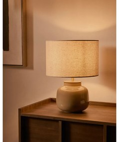 Bézs kerámia asztali lámpa textil búrával (magasság 40 cm) Tay – Kave Home