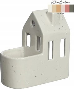 Kerámia virágcserép gyertyatartó házikó 7,5 x 13,5 x 14 cm növényes gyertyához