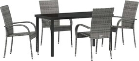 vidaXL Kert étkező szett 5 pcs Szürke Porszórt acél
