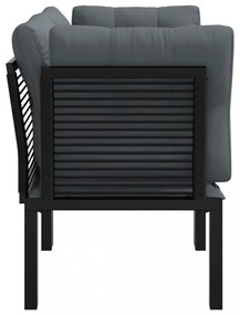 2 db fekete-szürke polyrattan kerti sarokfotel párnákkal