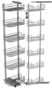 Konyhai fémrács, kamravasalat, 600mm, ezüst szürke, csillapított záródás, 12 kosár SIGE, Green Line 230A