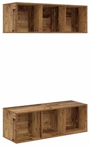 Fali TV szekrények 2 pcs Régi fa 37 x 37 x 107 cm Faanyag