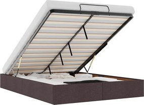 vidaXL Ottomán sötétbarna szövet ágykeret matrac nélkül 140 x 190 cm