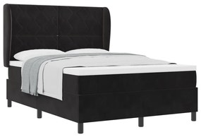 Boxspring Ágy Matrac nélkül Fekete 140x190 cm Bársony