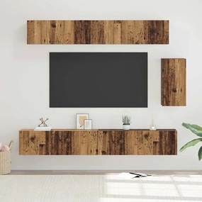 TV szekrény garnitúra 6 pcs Régi fa 100 x 30 x 30 cm Faanyag